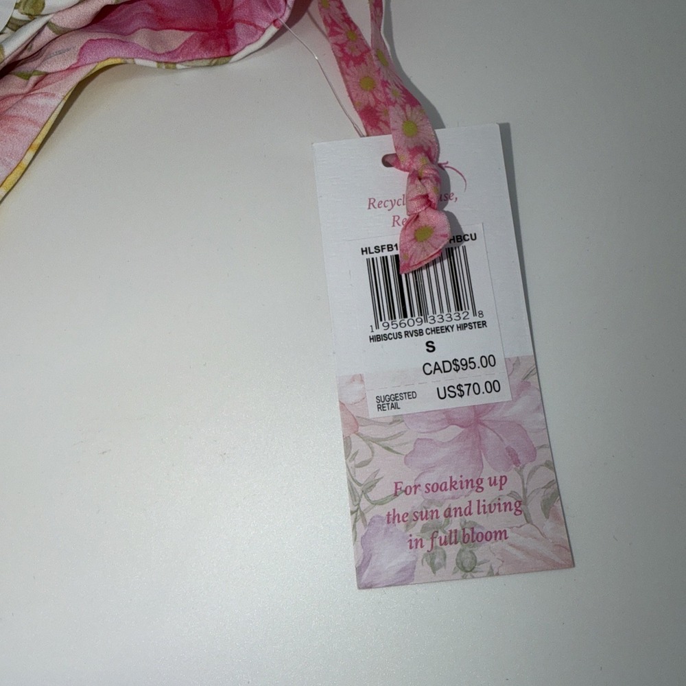 Hurley x Love Shack Fancy Women's SM Hibiscus Reversible Cheeky Hipster NEW - Picture 2 of 4